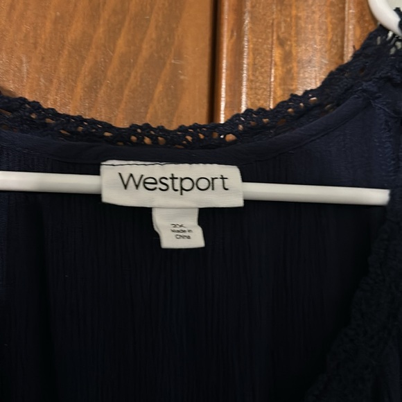Westport 2X rayon blue cold shoulder lace tunic. Good condition. Pretty. Nice - Picture 2 of 11